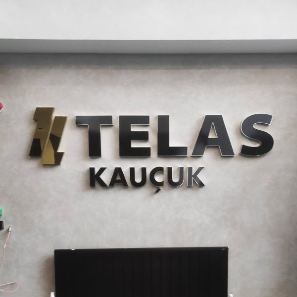 Telas Kauçuk Paslanmaz Kutu Harf Tabela - İç Mekan Metal Logo Tabelası