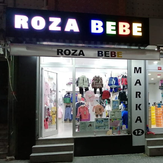 Roza Bebe Çocuk Giyim Mağazası Işıklı Kutu Harf Tabela - Renkli LED Cephe Yazısı