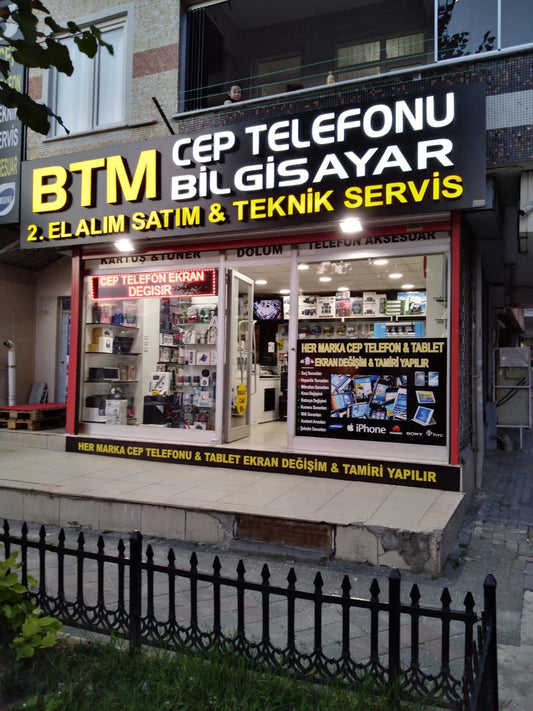 BTM Cep Telefonu Bilgisayar Işıklı Kutu Harf Tabela - Alüminyum Çerçeve Pleksi Cephe