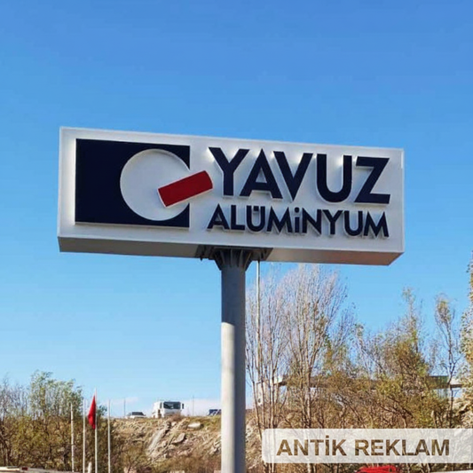Yavuz Aluminyum tek bacaklı totem pylon billboard tabela dış mekan
