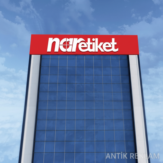 Nar Etiket çatı tabelası kırmızı pleksi kutu harf görünümü