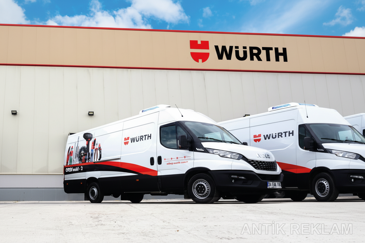 Würth Iveco Daily araç giydirme beyaz kırmızı siyah endüstriyel ürün mobil servis reklam uygulaması