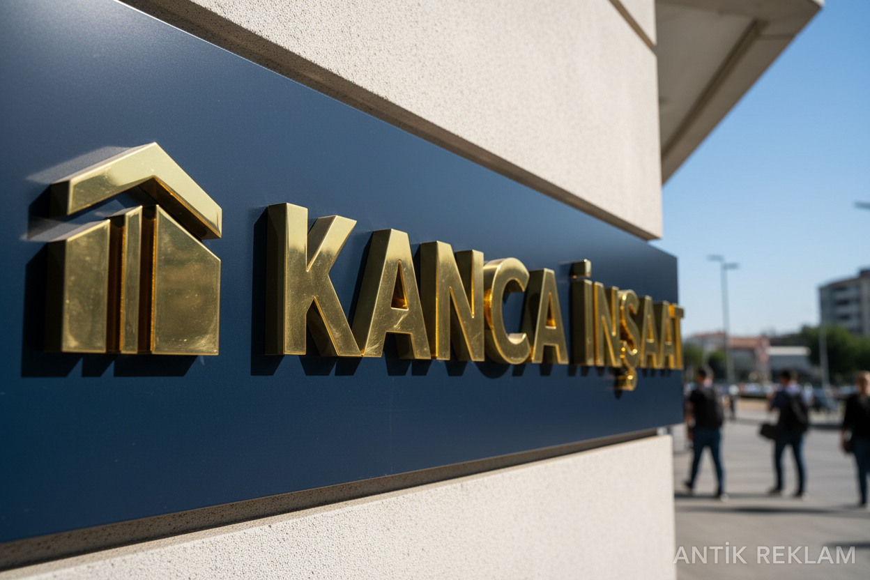 Kanca İnşaat gold paslanmaz kutu harf yüksek kalite detay