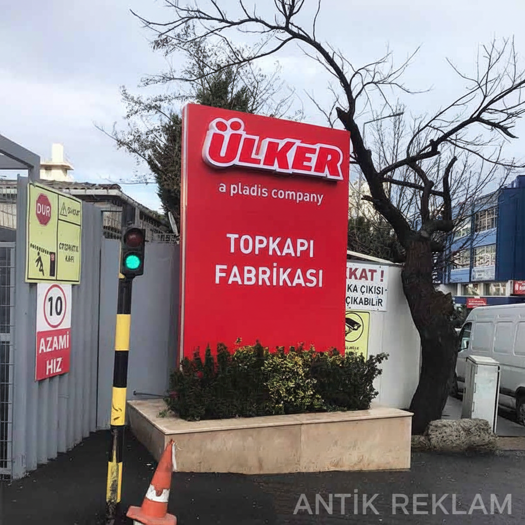 Ülker lightbox fabrika tabelası Topkapı fabrikası dış mekan panosu