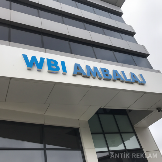 WBI Ambalaj tam pleksi ışıklı kutu harf tabela dış mekan cephe mavi LED
