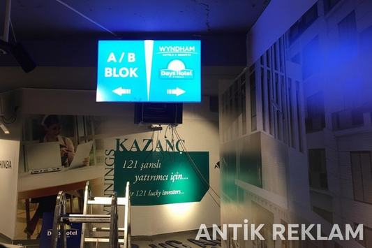 Kazanç İnşaat LED ekran tabela iç mekan görünümü