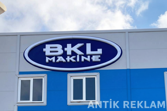 BKL Makine ışıklı pleksi kutu harf tabela bina cephe görünümü